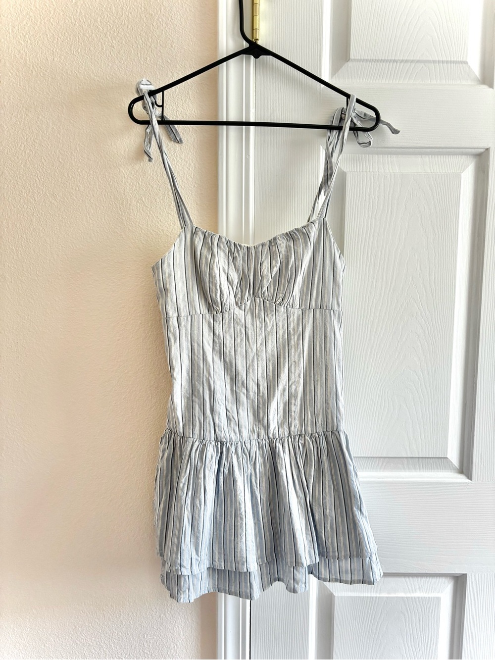 Nectar Summer Blue & White Striped Dress/ Romper w/ Shorts Underneath S